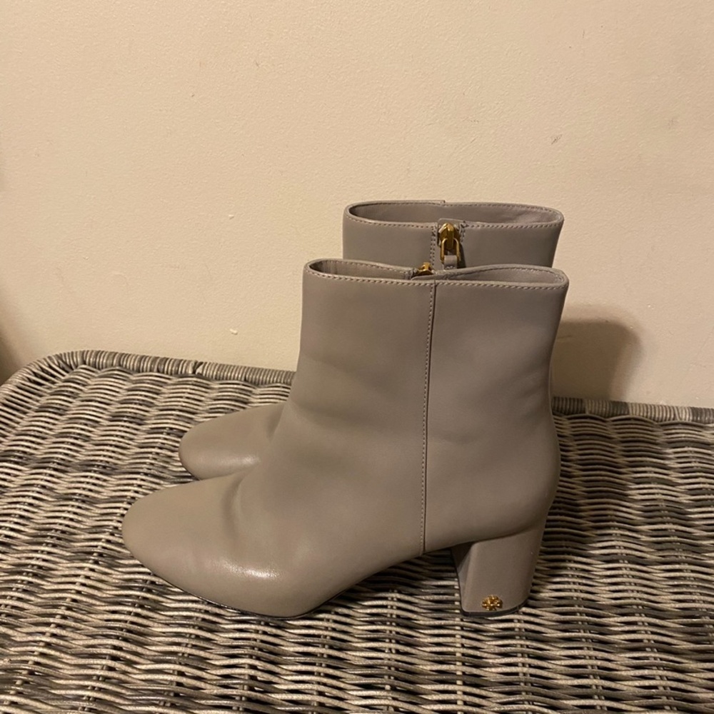 Tory Burch grey leather booties
